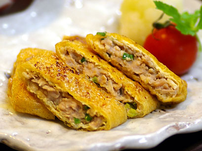 油揚げの肉詰め焼き
